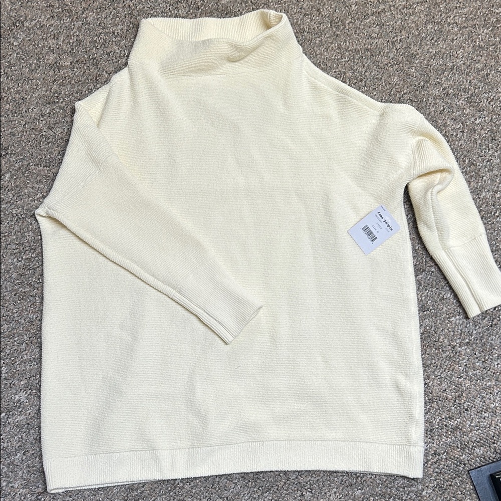 Free People Cream Cowl Neck Sweater